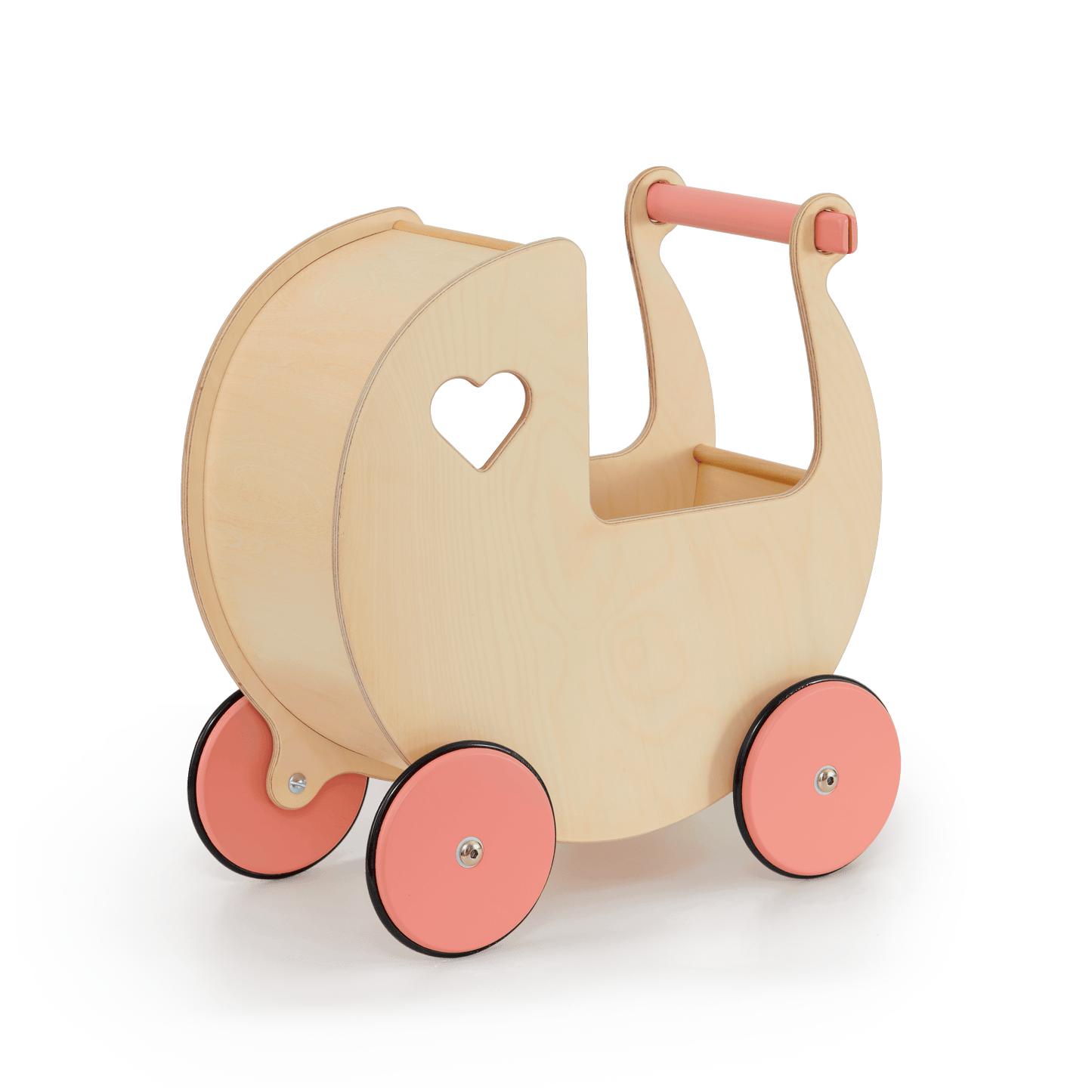 Traditional Doll Stroller Natural + pink