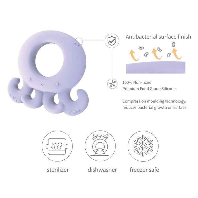 Ollie Octopus Teething Toy - Lavender