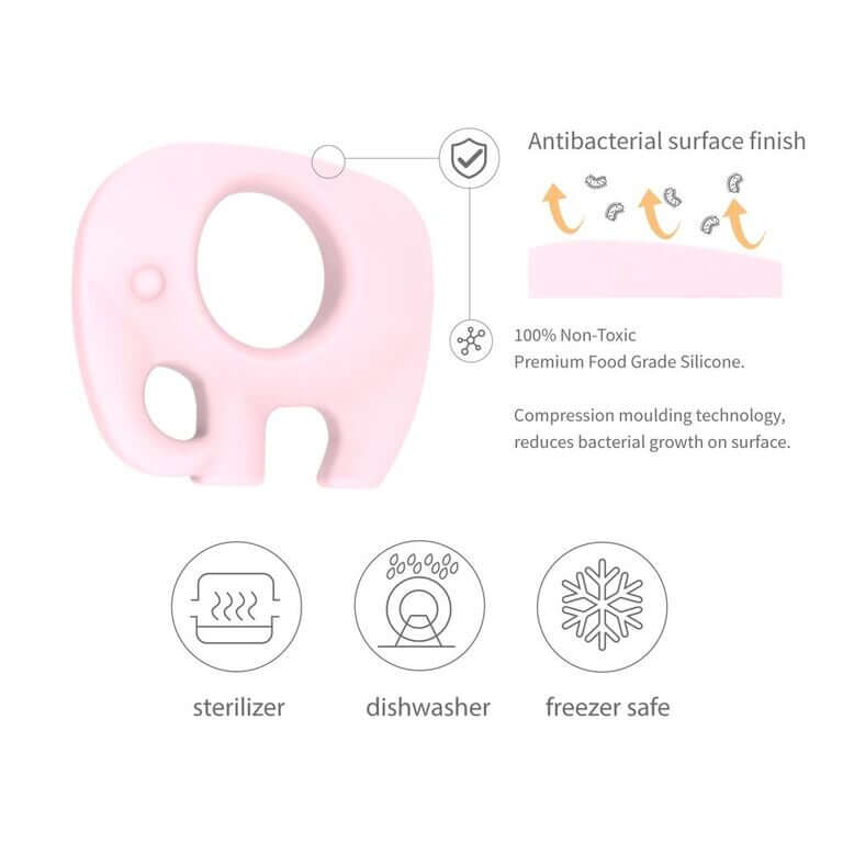 Ellie Elephant Teething Toy - Soft Pink