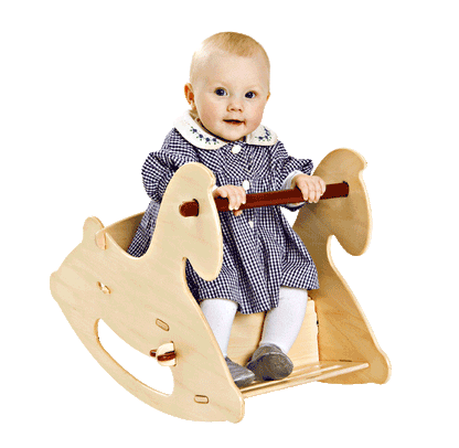 Wooden Rocking Horse - Natural Wood